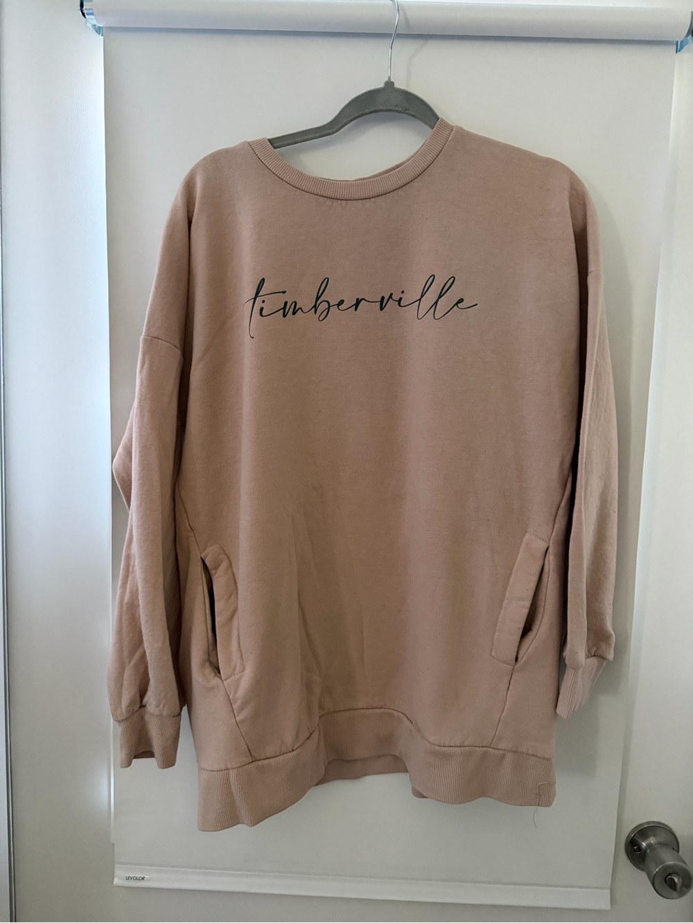 Zenana Outfitters Dusty Rose Crewneck Sweater with 'Timberville' Script